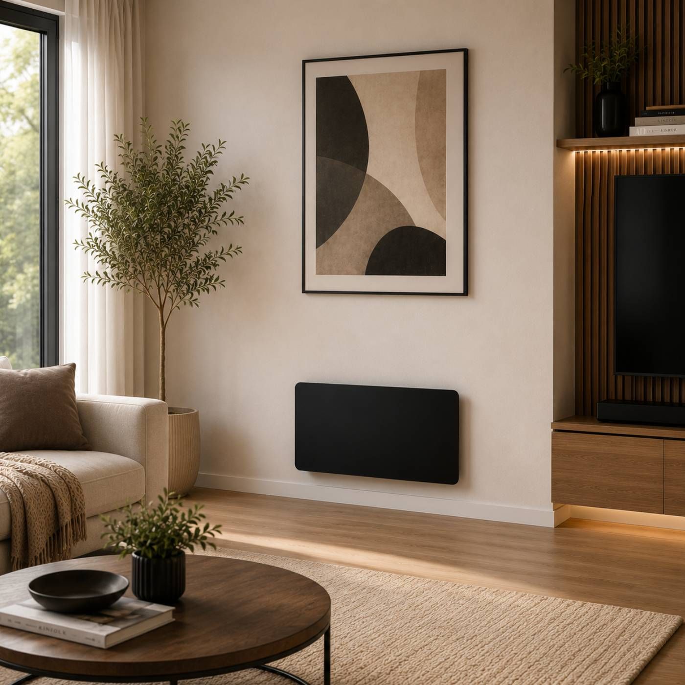 Grzejnik elektryczny Heatit WiFi Glass Panel Heater - WiFi, Bluetooth, 600 W, czarny ze szklanym frontem