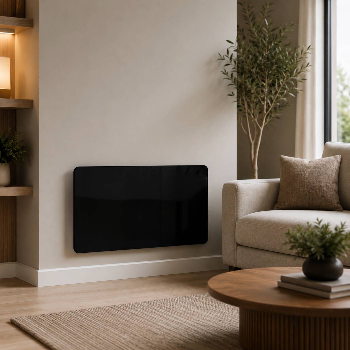 Grzejnik elektryczny Heatit WiFi Glass Panel Heater - WiFi, Bluetooth, 800 W, czarny ze szklanym frontem