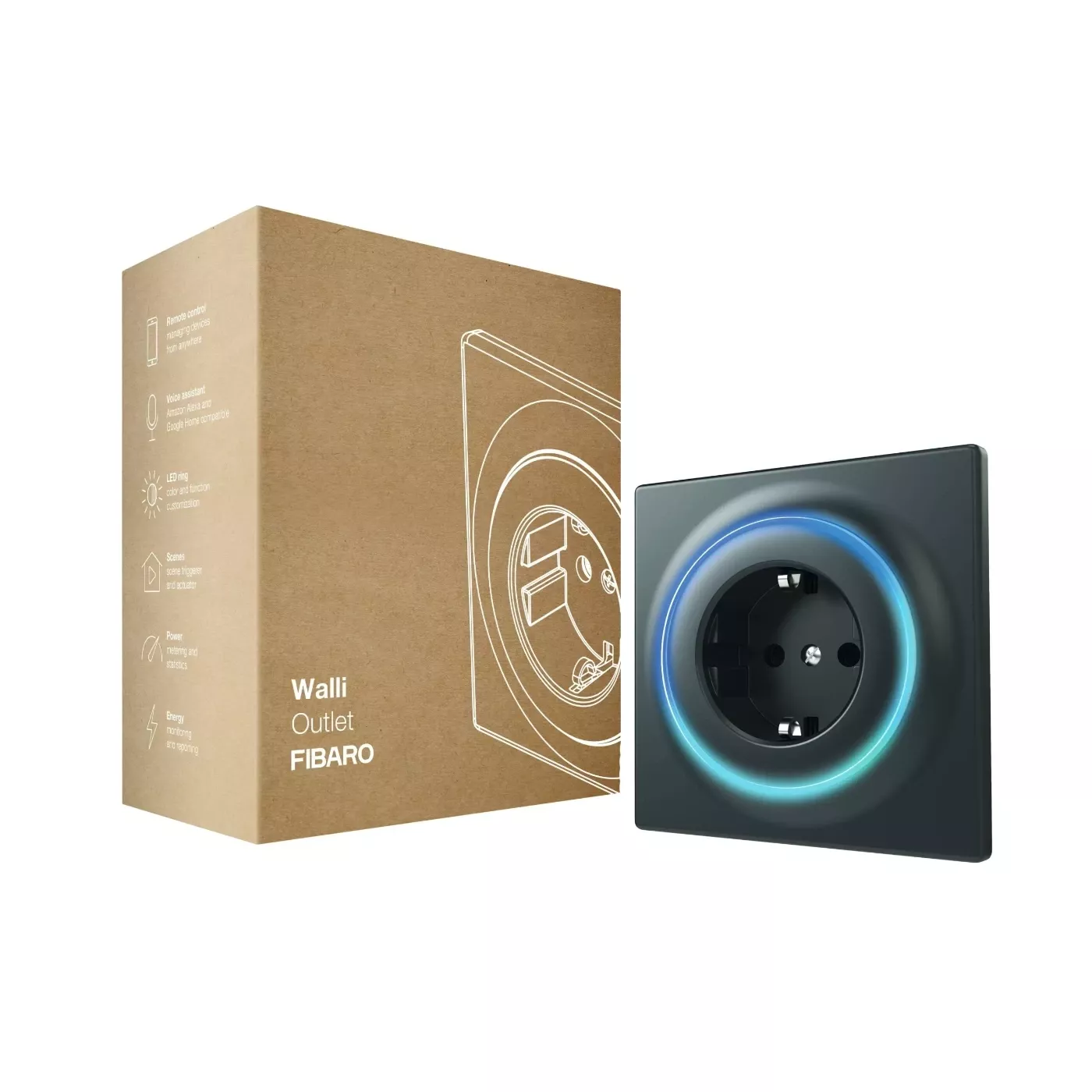 Inteligentne gniazdko FIBARO Walli Outlet Single FGWOF-011-8 EU 10 szt. czarny