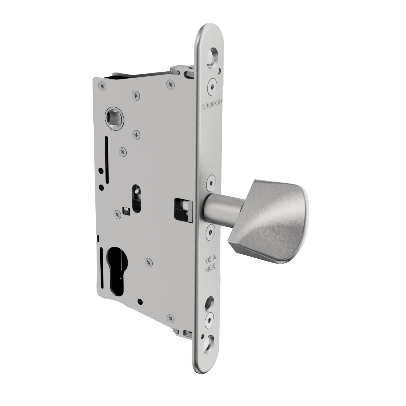 Zamek wpuszczany Eightylock-LS Locinox do bram przesuwnych - z backsetem 60 mm, rozstaw 92 mm, zaczep nawierzchniowy
