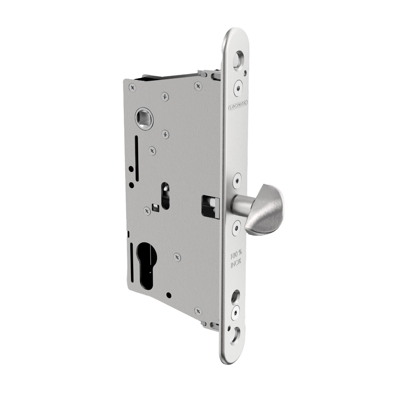 Zamek wpuszczany Eightylock-S Locinox do bram przesuwnych - z backsetem 60 mm, rozstaw 92 mm, zaczep wpuszczany