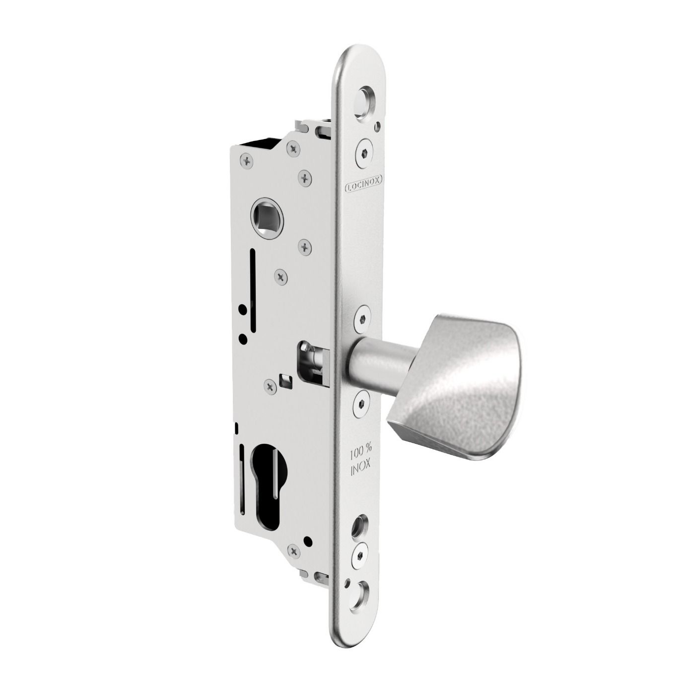Zamek wpuszczany Sixtylock-LS Locinox do bram przesuwnych - z backsetem 40 mm, rozstaw 92 mm, zaczep nawierzchniowy