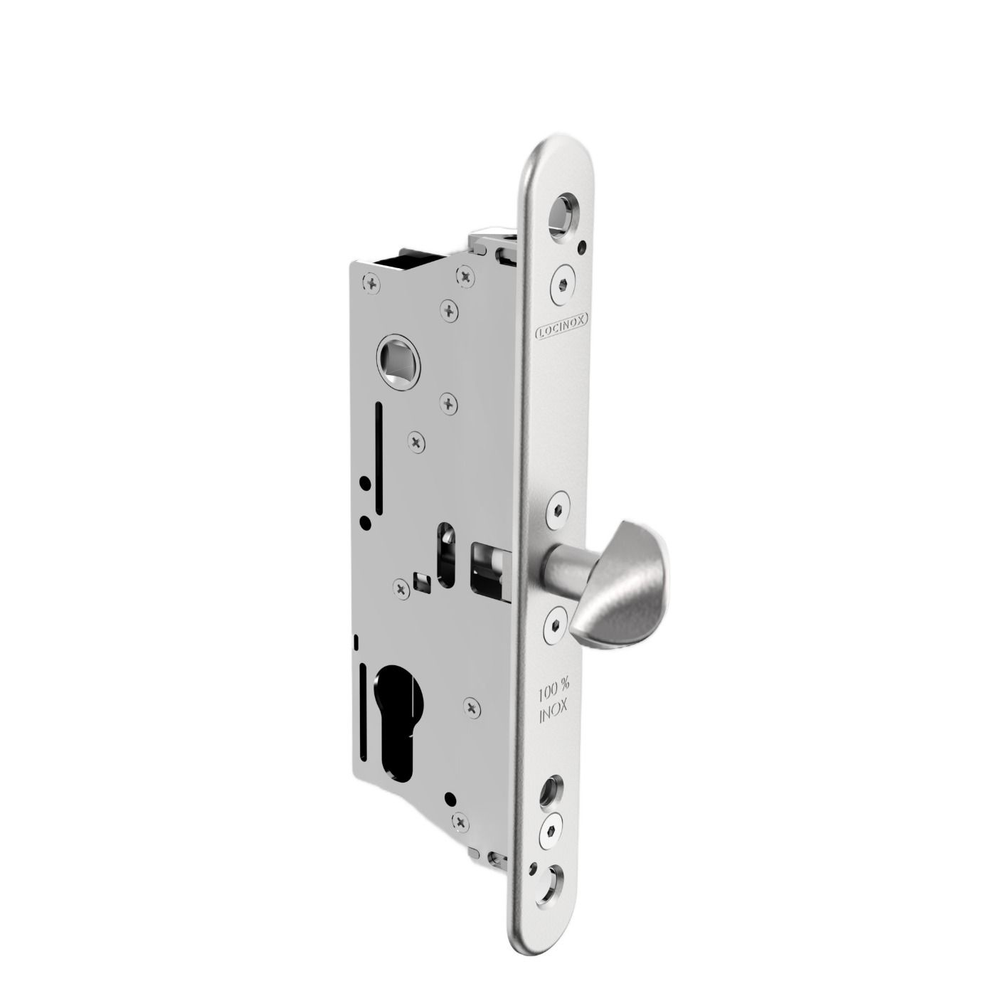 Zamek wpuszczany Sixtylock-S Locinox do bram przesuwnych - z backsetem 40 mm, rozstaw 92 mm, zaczep wpuszczany
