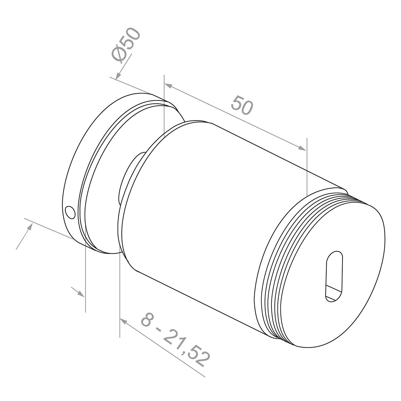 Uchwyt punktowy rotula do szkła o grubości 10,38-17,52 mm punktowy fi 50/50 mm, gwint M10 mocowany do powierzchni płaskiej, satyna