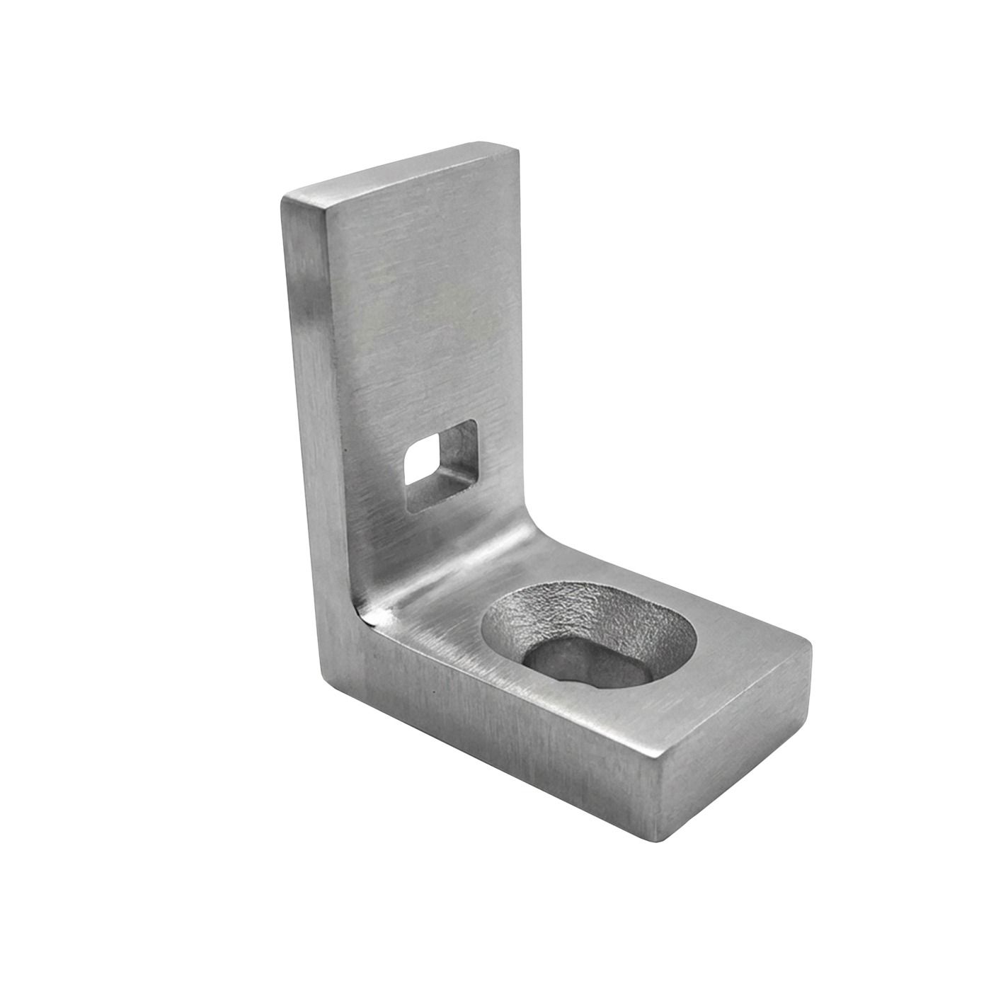 Wspornik do szkła 40x35x20mm PINOX – stal AISI304, system 42,4, satyna