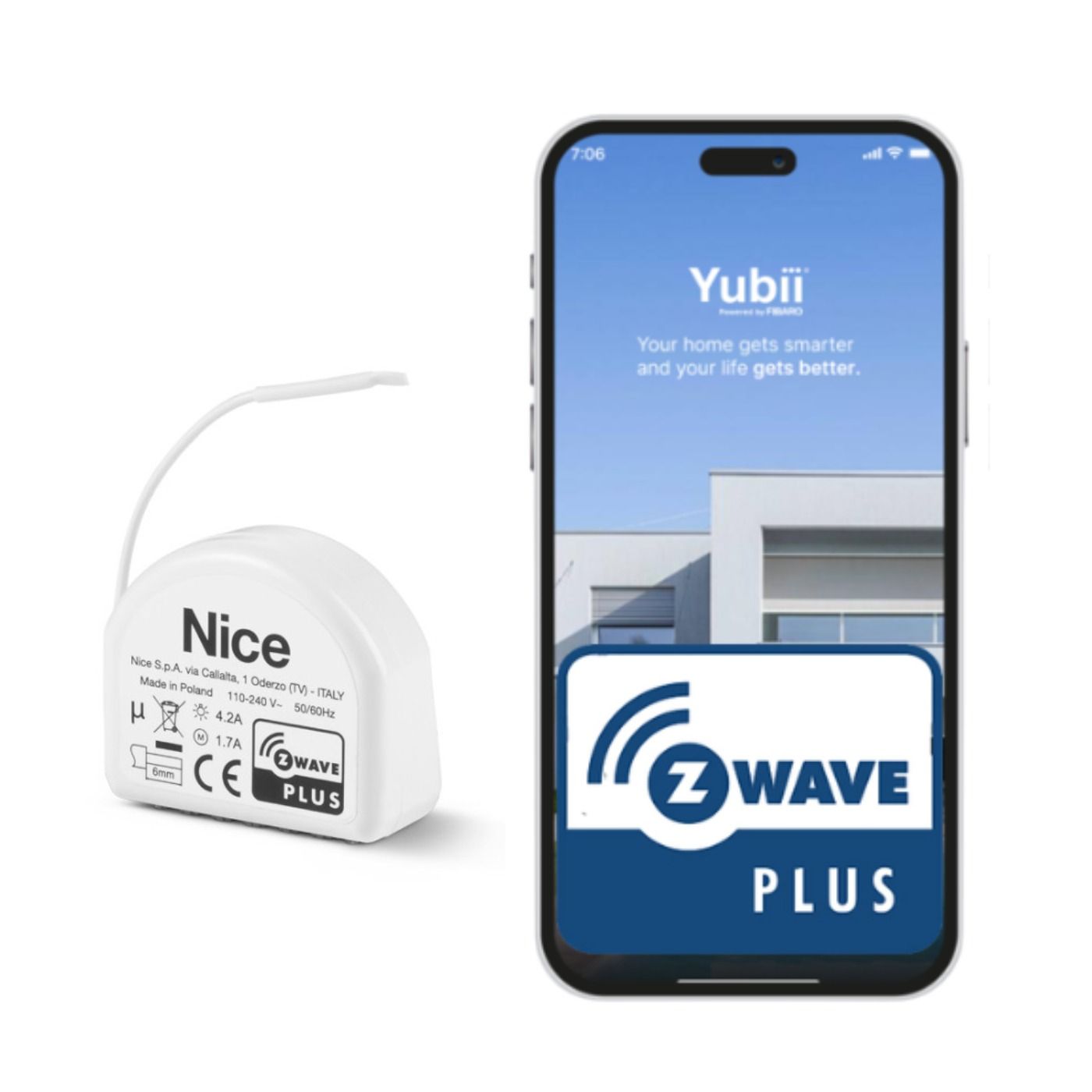 Sterownik rolet, żaluzji, markiz i zasłon Nice FGR-224 EU Roll-Control 2 - Z-Wave 800, 230 V AC, montaż podtynkowy