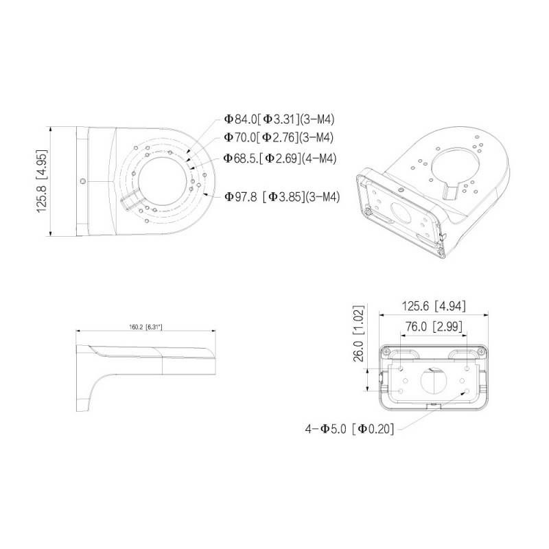 Uchwyt ścienny Nice PFB205W-E - do kamer MyEyeDome Lite, aluminiowy, biały