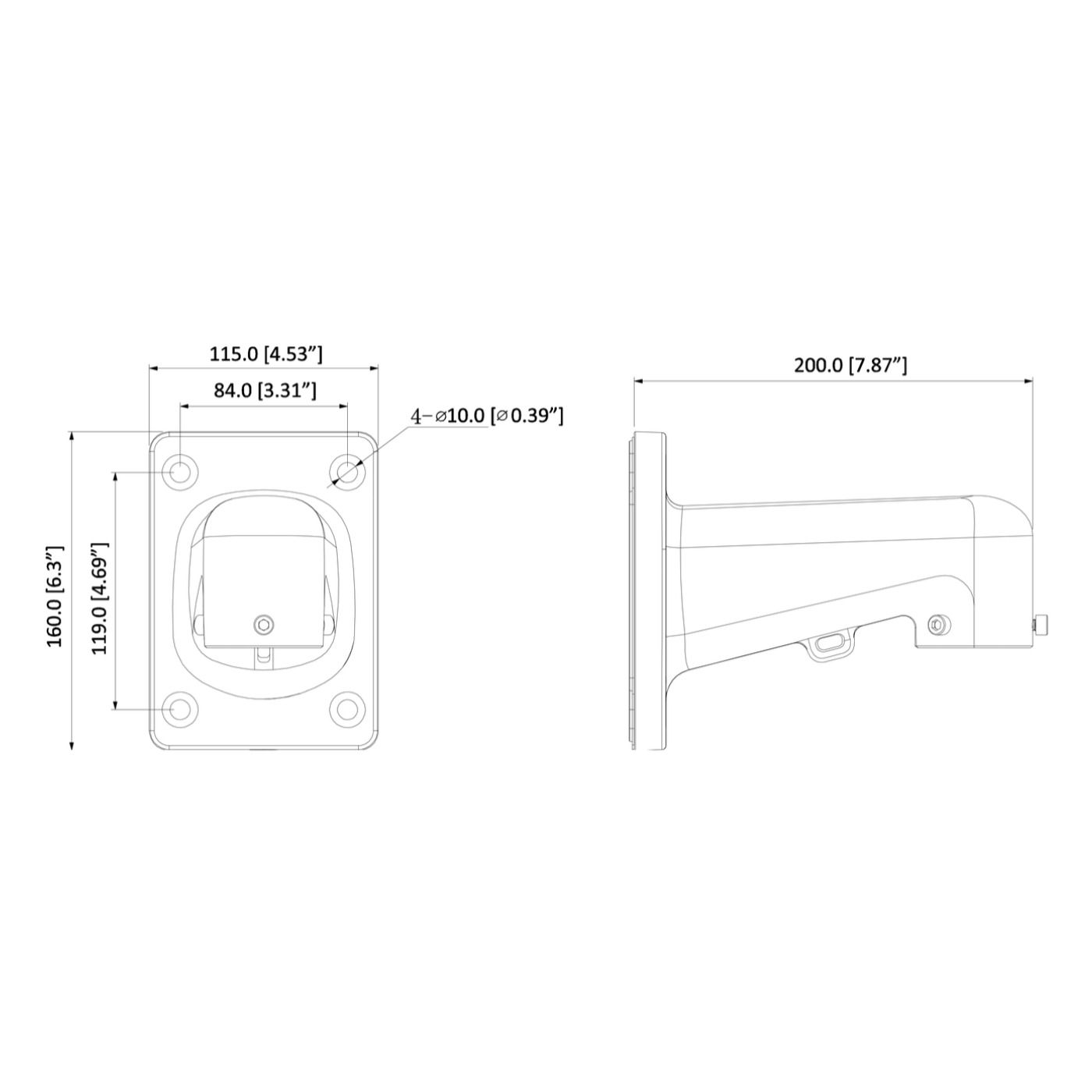 Uchwyt ścienny Nice PFB305W 200 mm - do kamer MyEyeDome, aluminiowy, biały (wymagany dodatkowo adapter PFA109)