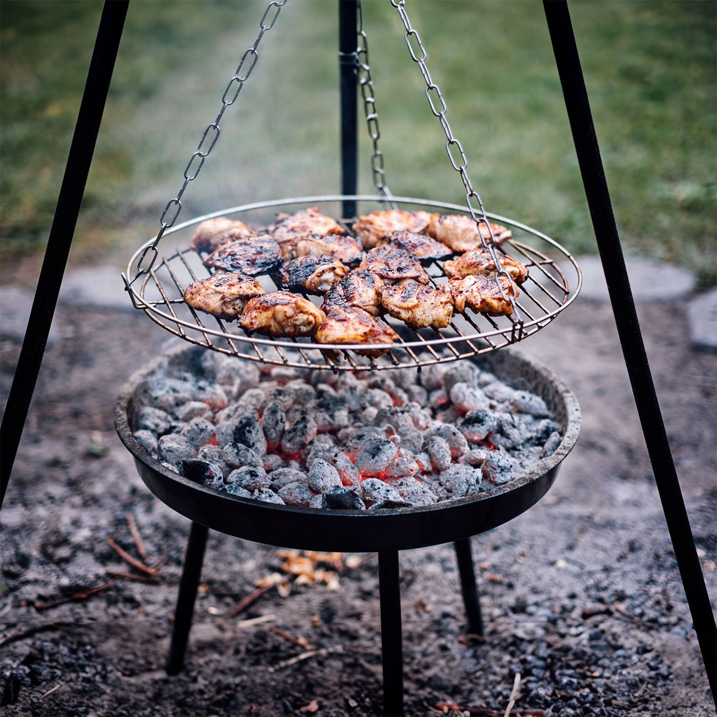 Grill ogrodowy ogniskowy Viking z rusztem ze stali nierdzewnej – 50 cm