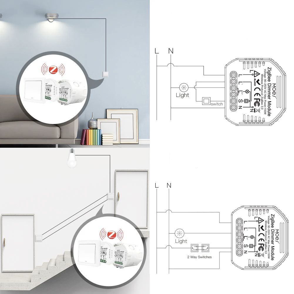 Ściemniacz pojedynczy Moes (MS-105Z) Tuya Zigbee