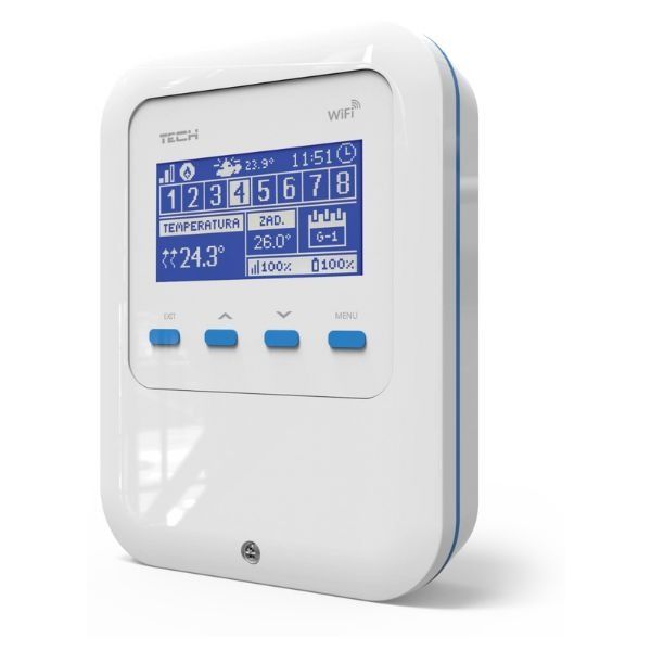 Zestaw do sterowania ogrzewaniem grzejnikowym dla 4 pomieszczeń TECH Wi-Fi 8S + 4x R-8x + 4x STT-869 (WG.04.0030)