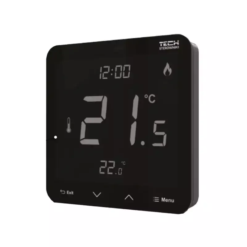 Przewodowy regulator pokojowy dedykowany do listwy L-X i L-12 TechSterowniki R-12s Czarny (WG.11.0725)