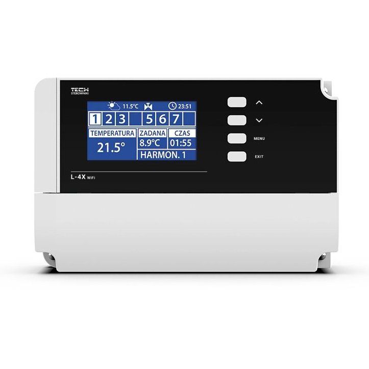 Przewodowo-bezprzewodowy sterownik zaworów termostatycznych 4 sekcje komunikacja RS485 TechSterowniki L-4X Wi-Fi Biały (WG.20.0176) Przewodowo-bezprzewodowy sterownik zaworów termostatycznych 4 sekcje komunikacja RS485 TechSterowniki L-4X Wi-Fi Biały (WG.20.0176)