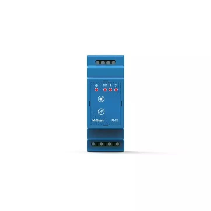 Bezprzewodowy przekaźnik na szynę DIN 2x wyjście beznapięciowe TechSterowniki SINUM PS-02 Niebieski (WG.23.0003)