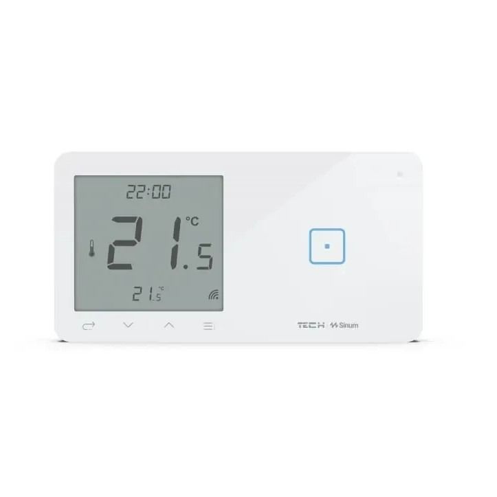 Szklany regulator pokojowy + włącznik jednopolowy TechSterowniki SINUM WSR-01P Prawa Biały (WG.23.0015)