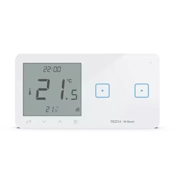 Szklany regulator pokojowy + włącznik dwupolowy TechSterowniki SINUM WSR-02P Prawa Biały (WG.23.0016)