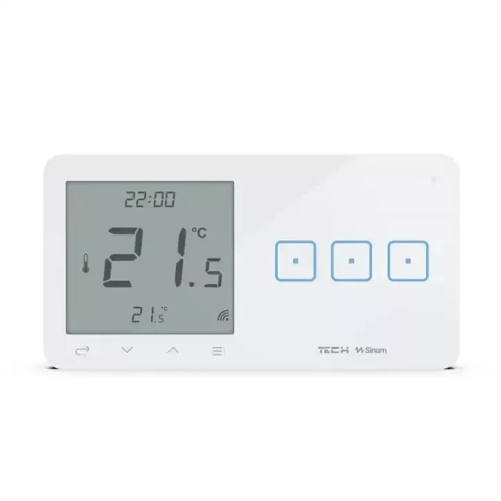 Szklany regulator pokojowy + włącznik trójpolowy TechSterowniki SINUM WSR-03P Prawa Biały (WG.23.0017)