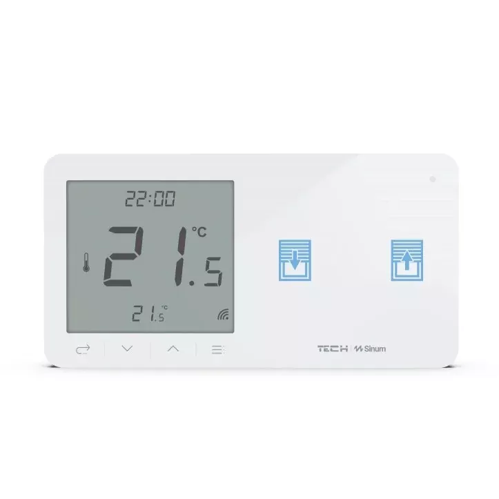 Szklany regulator pokojowy + wyłącznik rolet TechSterowniki SINUM WZR-02P Prawa Biały (WG.23.0022)