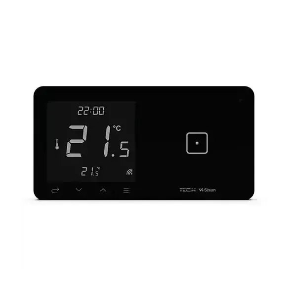 Szklany regulator pokojowy + włącznik jednopolowy TechSterowniki SINUM WSR-01P Prawa Czarny (WG.23.0078)