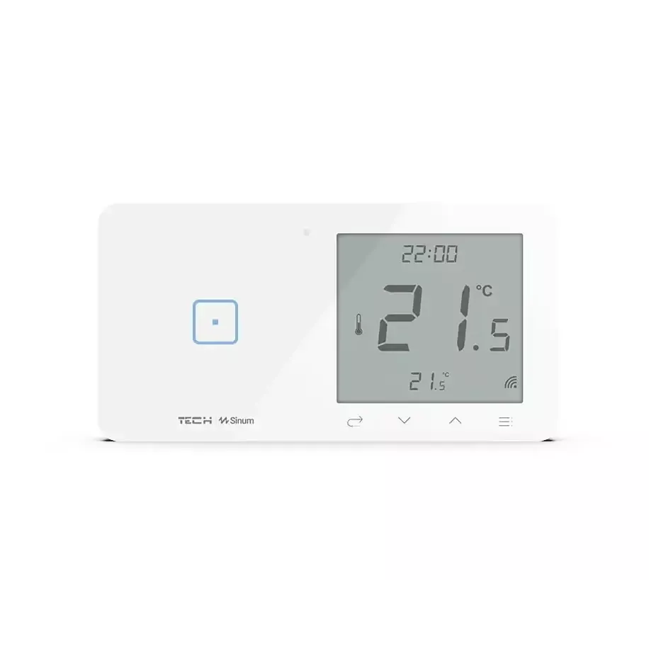 Szklany regulator pokojowy + włącznik jednopolowy TechSterowniki SINUM WSR-01L Lewa Biały (WG.23.0080)