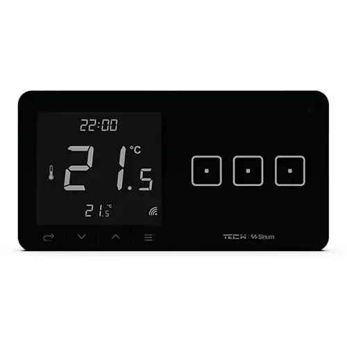 Szklany regulator pokojowy + włącznik trójpolowy TechSterowniki SINUM WSR-03P Prawa Czarny (WG.23.0093)