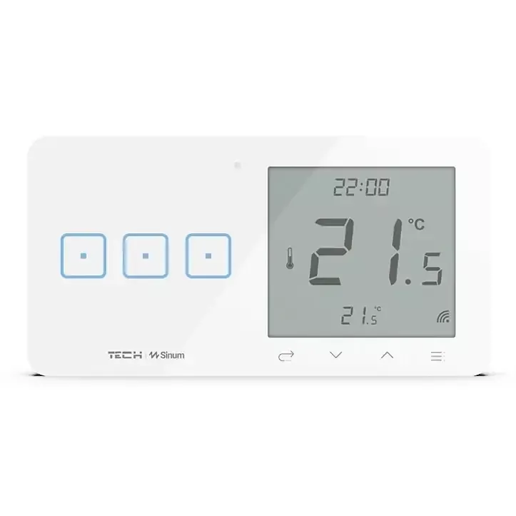 Szklany regulator pokojowy + włącznik trójpolowy TechSterowniki SINUM WSR-03L Lewa Biały (WG.23.0094)