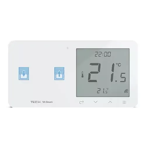 Szklany regulator pokojowy + wyłącznik rolet TechSterowniki SINUM WZR-02L Lewa Biały (WG.23.0096)