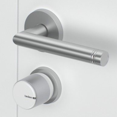 Zestaw inteligentny zamek tedee Lock GO2 srebrny z białym przyciskiem + wkładka Gerda SLR 30/61 (typ A)