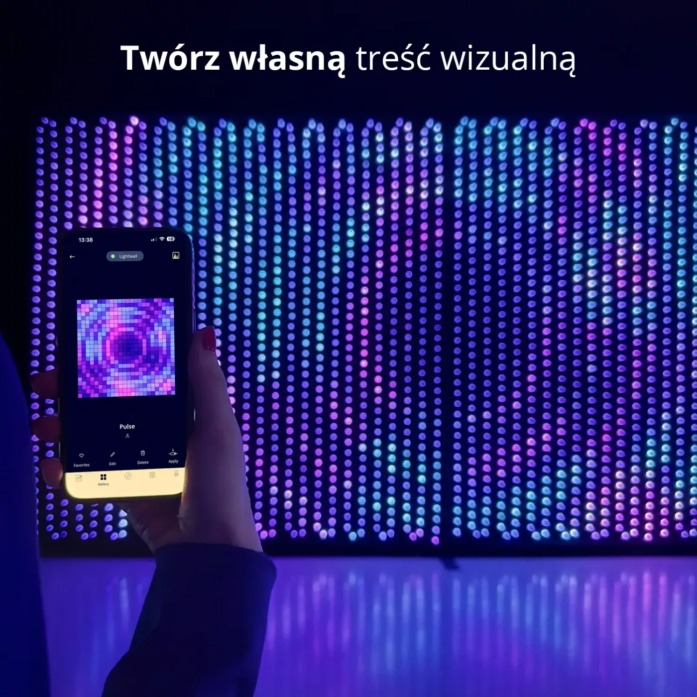 Kurtyna świetlna z modułem dźwiękowym Twinkly Lightwall - 1120 RGB LED, 2.6x2.75m - Black, Stand, Music Dongle, Type F
