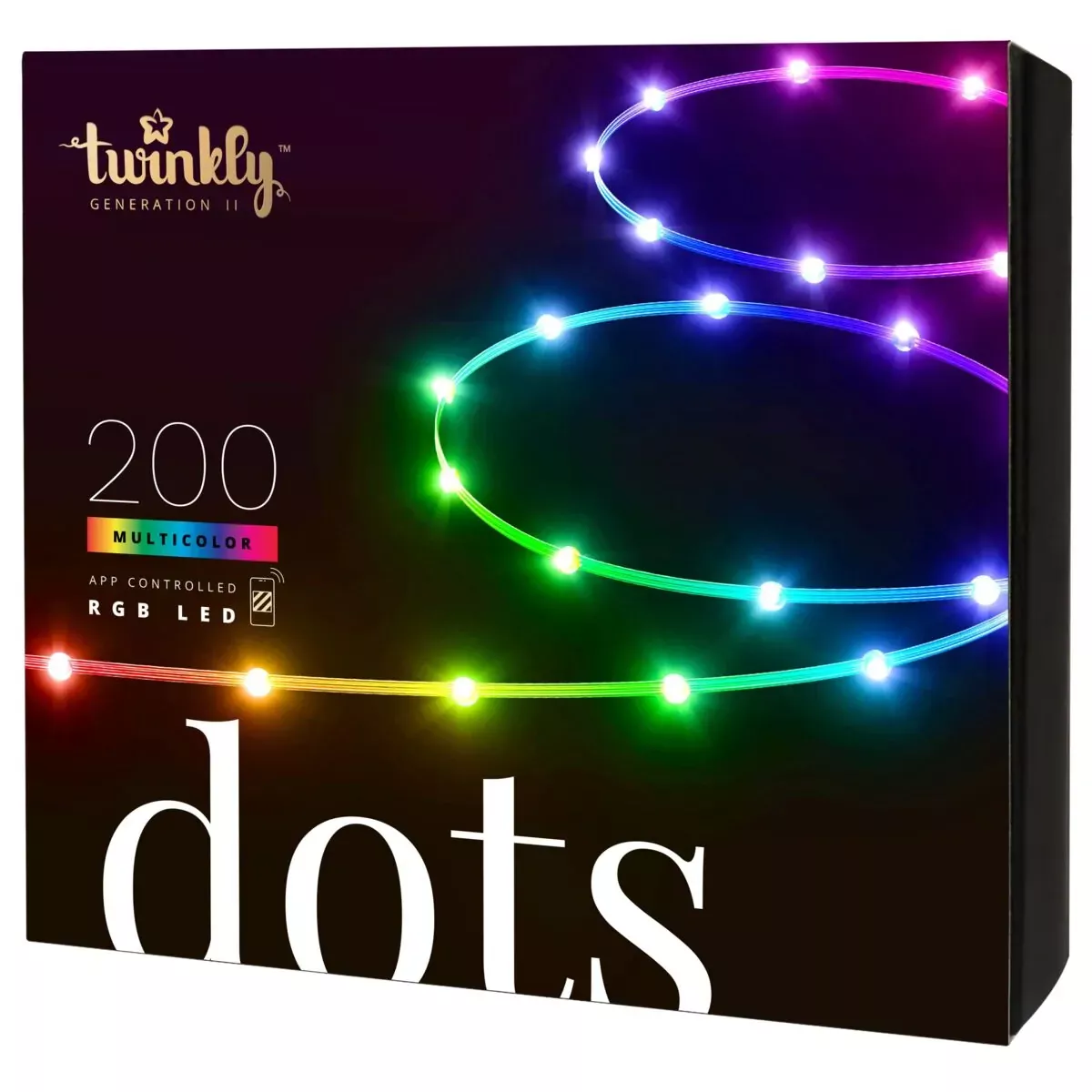 Inteligentne oświetlenie Twinkly Dots - 200 RGB LED Lights String, Clear Wire, Plug Type C
