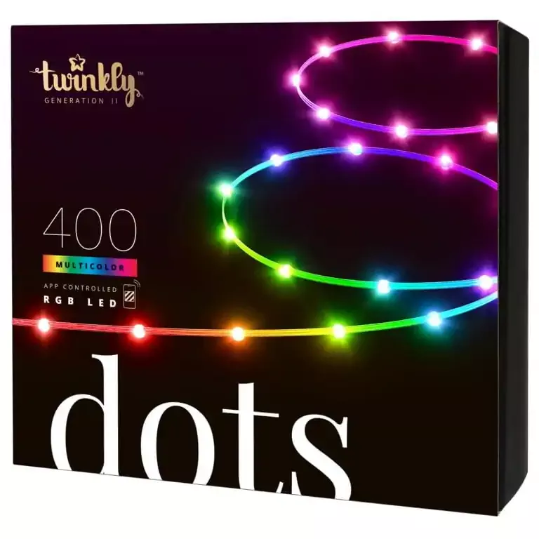 Inteligentne oświetlenie Twinkly Dots - 400 RGB LED Lights String, Black Wire, Plug Type F