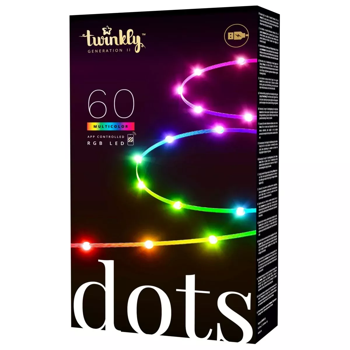 Inteligentne oświetlenie Twinkly Dots - 60 RGB LED Lights String, Clear Wire, USB-A
