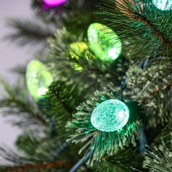 Łańcuch świetlny - sopelki Twinkly C9 Bulbs String - 40 RGB LED, Faceted, Green Wire, Plug Type F