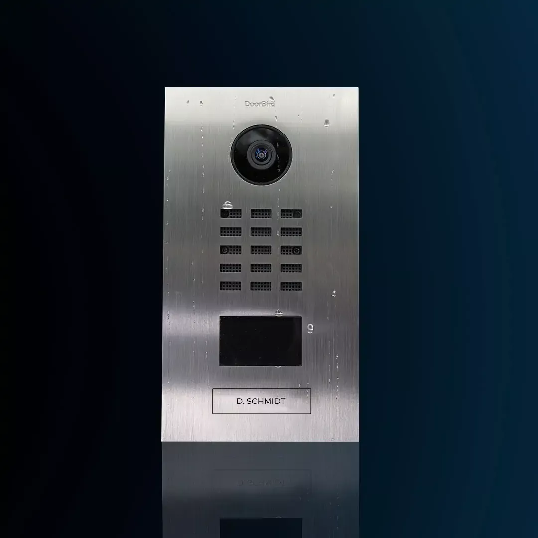 Wideodomofon IP DoorBird D2101V (PoE / WiFi) (montaż natynkowy / podtynkowy - obudowa sprzedawana osobno, sterowanie elektrozaczepem) stal nierdzewna V4A, szczotkowana, 1 przycisk wywołania