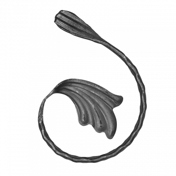Spirala kuta typu P fakturowana z liściem 12x6 mm H150 x L100 mm prawa
