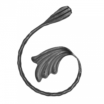 Spirala kuta typu P fakturowana z liściem 12x6 mm H150 x L100 mm lewa