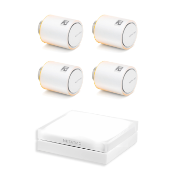 Pakiet Starter Pack: 2 inteligentne głowice termostatyczne Netatmo NVP + przekaźnik + 2 głowice termostatyczne Netatmo NAV