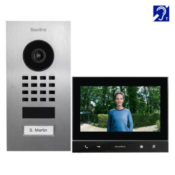 Zestaw wideodomofon Doorbird D1101V (montaż podtynkowy) + stacja wideodomofonowa A1103BT (czarna)