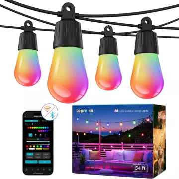 Inteligentne wielokolorowe lampki zewnętrzne Lepro 15M ZB1 AI Outdoor String Lights - 15 metrów