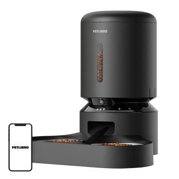 Dozownik kamy z kamerą Petlibro Granary z podwójną misą, 5L (czarny)