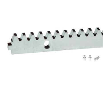 Listwa zębata stalowa z zamkiem L1000x8 mm M4 w kpl tuleje montażowe