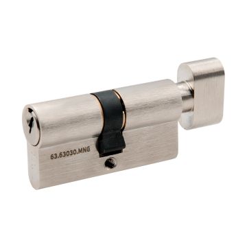 Wkładka bębenkowa PSG 30/30 - nikiel satyna, z gałką