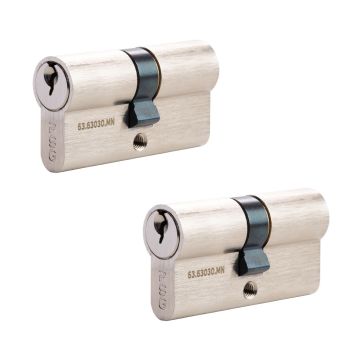 Zestaw 2 wkładek bębenkowych PSG 30/30 + 30/30 - nikiel satyna, blister