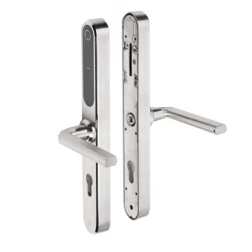 Klamka elektroniczna PSG VERRO – srebrna, rozstaw 72 mm,  Bluetooth, WiFi, Smart Life (Tuya) 