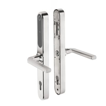 Klamka elektroniczna PSG VERRO – srebrna, rozstaw 92 mm,  Bluetooth, WiFi, Smart Life (Tuya) 