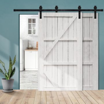 System drzwi przesuwnych, dwuskrzydłowych typu barn door – wzór: butterfly, szyna 3 m – bez drzwi