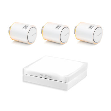 Pakiet Starter Pack: 2 inteligentne głowice termostatyczne Netatmo NVP + przekaźnik + 1 głowica termostatyczna Netatmo NAV 