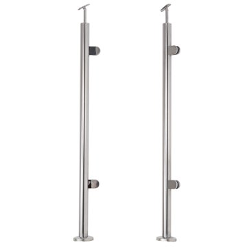 Słupek balustradowy środkowy ze stali nierdzewnej Fi 42,4/H1060 mm, 2 uchwyty, polerowany