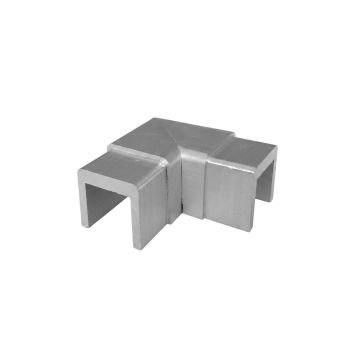 Kolano aluminiowe, narożne, poziome do pochwytu nakładanego na szkło PS1031 - 90 stopni, szkło 16 - 17,52 mm, anoda matowa