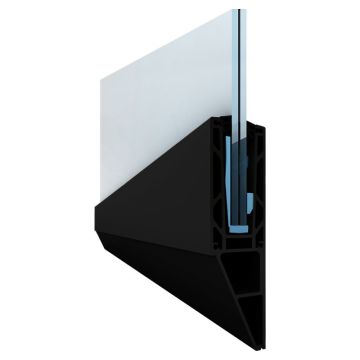 Profil typu U z systemem odprowadzania wody do balustrad całoszklanych 5000 mm – mocowanie boczne – Kozza, seria KF 1200, czarny
